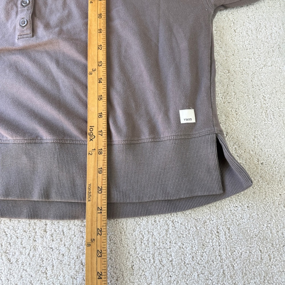 Vuori Laguna Henley Women L Brown Cropped French Terry Sweatshirt VW296 - Picture 4 of 6